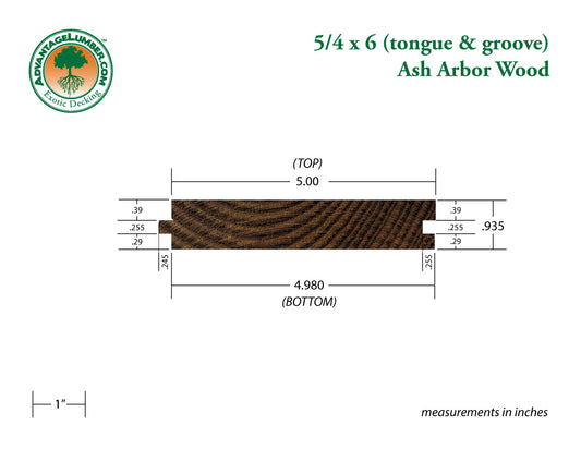 Arbor Wood Thermally Modified Natrl Ash, 5/4x6 T&G