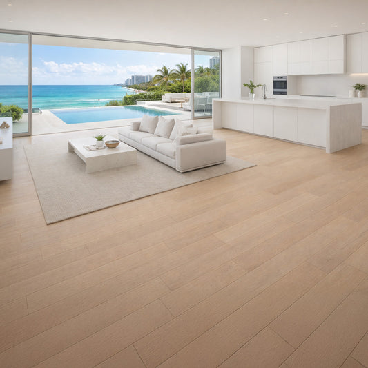 Brazilian Oak (Tauari) South Beach Engineered Flooring 5″ Prefinished Matte Wire-Brushed, $7.41/sqft