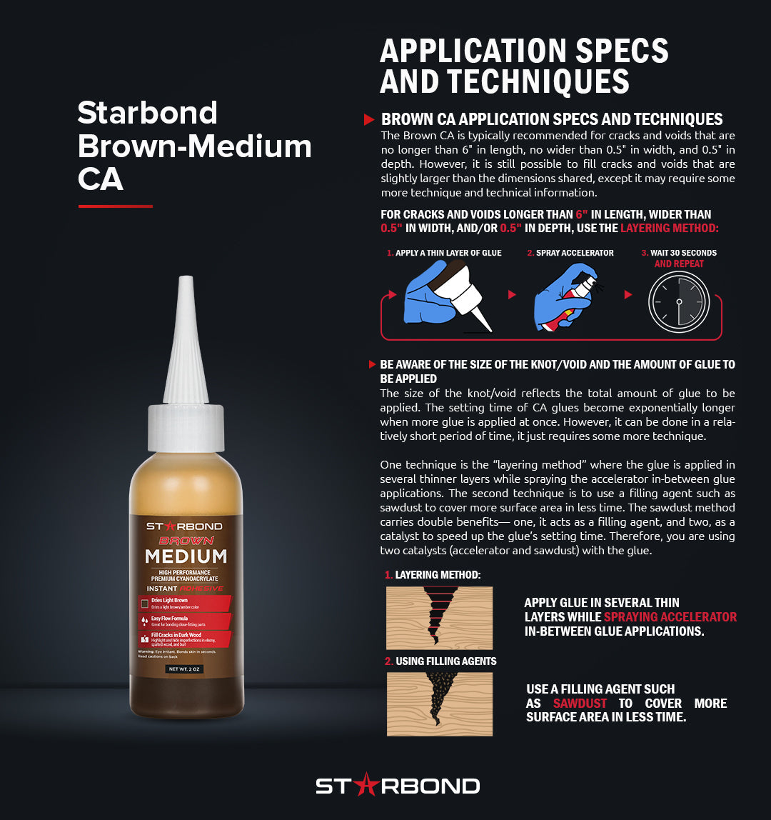 Starbond Medium Brown CA Glue BR-150, 16 oz