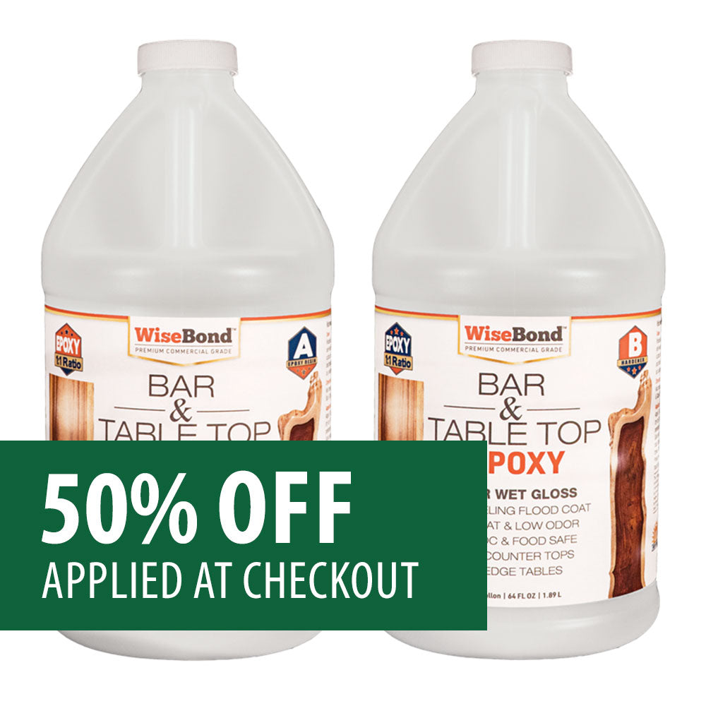 WiseBond™ Bar & Table Top Epoxy; 1 Gal Kit 1/2 Gallon A-Resin 1/2 Gallon B-Hardener