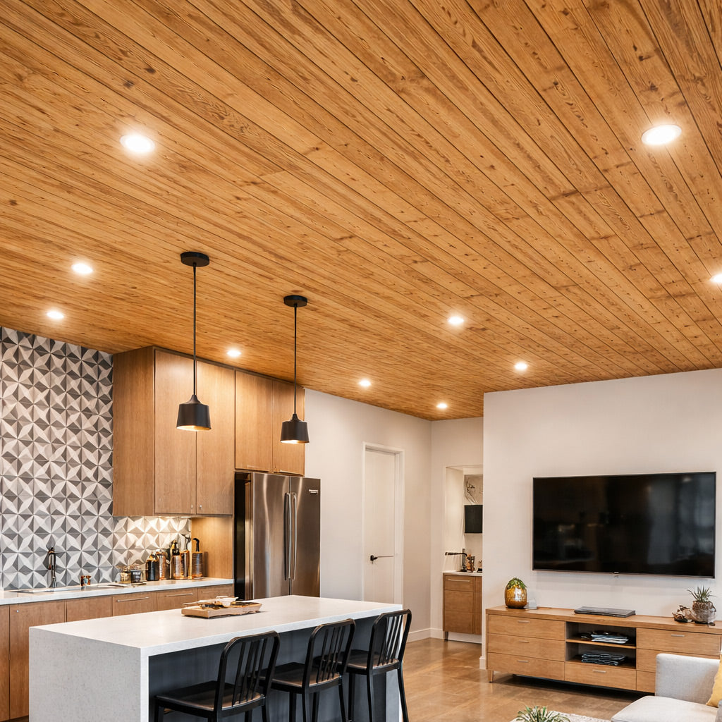 1x6 Random Length Synergy Wood #2 - Southern Pine - Colonial - T&G V-Joint  (Approx. Finished Size: 3/4" x 5" x 5'min - 12'max) (Water Based Finish)