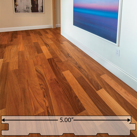 Cumaru (Brazilian Teak) Solid Flooring 5″ Prefinished Satin, $7.48/sqft