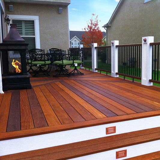 5/4 x 4 Cumaru Wood One Sided Pre-Grooved Decking