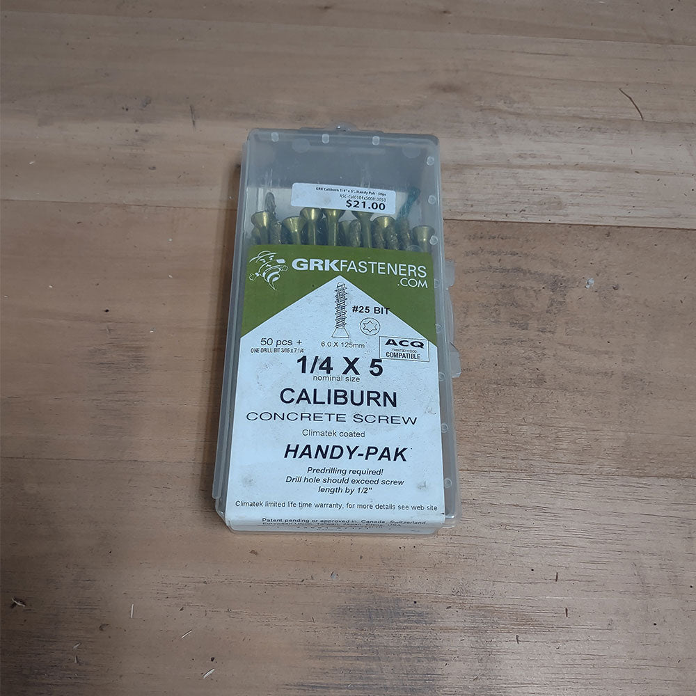 GRK Caliburn 1/4" x 5"..Handy Pak - 50pc - Advantage Lumber
