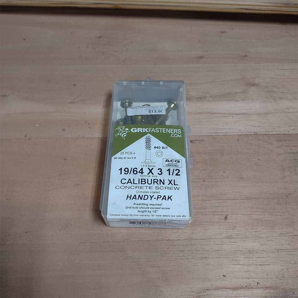 GRK Caliburn XL 19/64" x 3-1/2"..Handy Pak - 25pc - Advantage Lumber