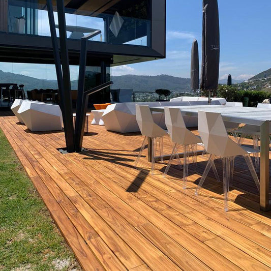 FSC® 1 x 6 Teak - Plantation Wood One Sided Pre-Grooved Decking