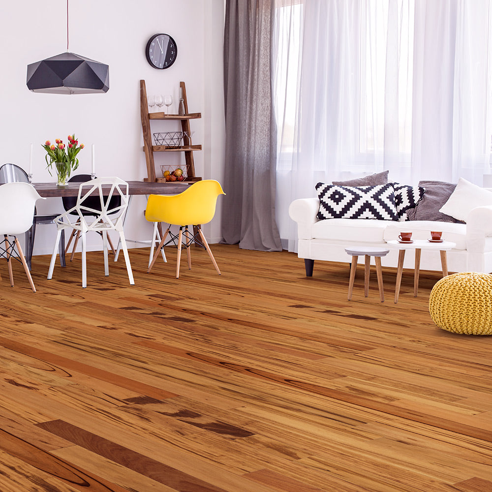 Tigerwood (Goncalo Alves, Muiracatiara, Brazilian Koa) Solid Flooring 3.25″ Prefinished Satin, $6.15/sqft