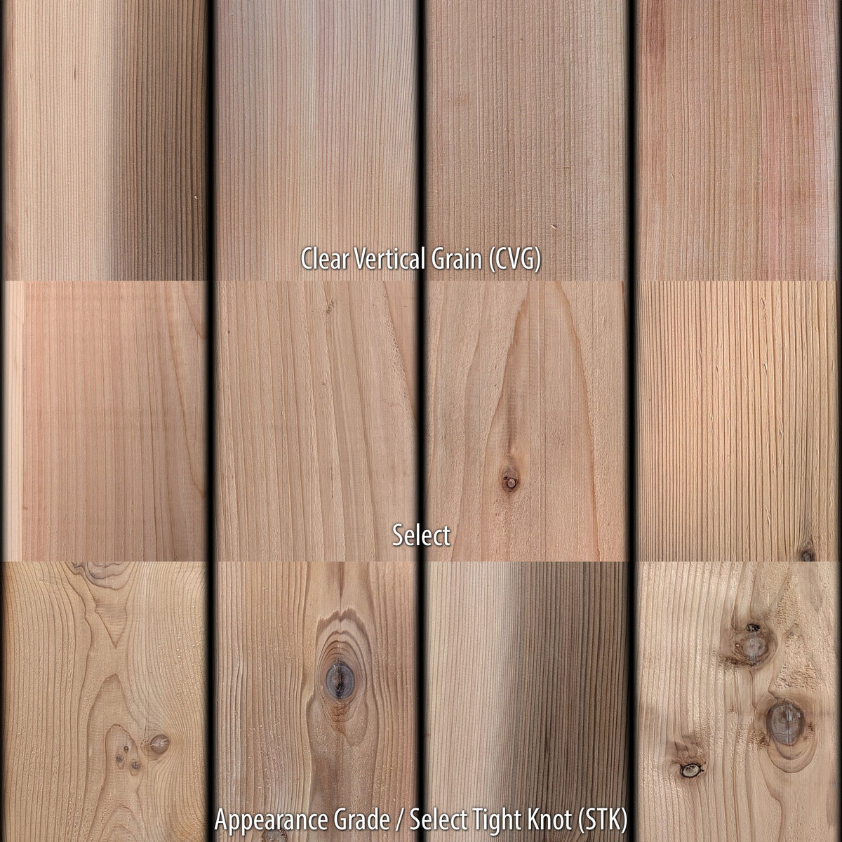 2x4 Western Red Cedar Select Knotty (STK) Appearance Grade S4S/KD