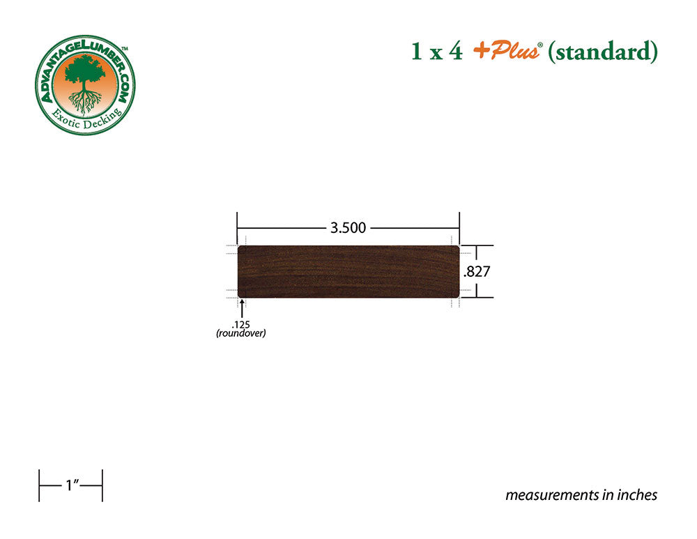 1 x 4 +Plus® Ipe Wood Decking (21mm x 4)