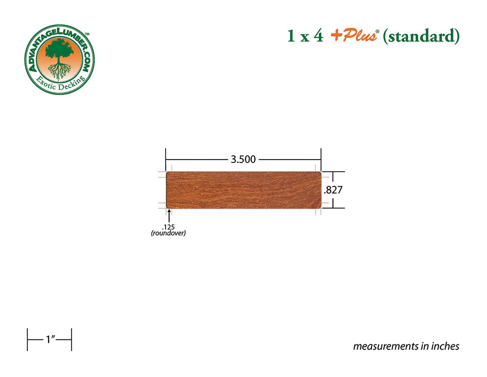 1 x 4 +Plus® Cumaru Wood Decking (21mm x 4)