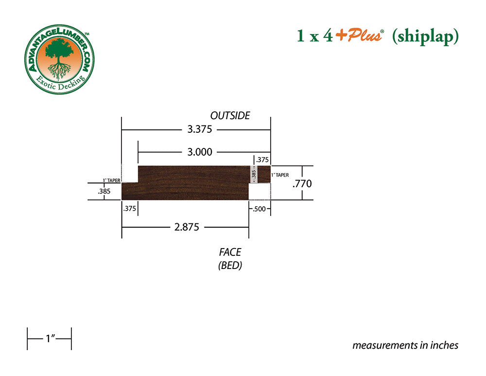 1 x 4 +Plus® Ipe Wood Shiplap Siding (21mm x 4)
