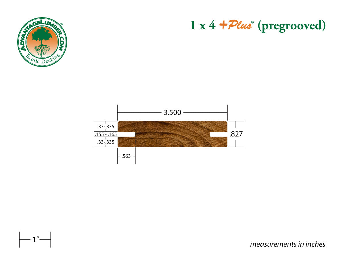 1 x 4 +Plus® Teak Wood Pregrooved Decking (21mm x 4)