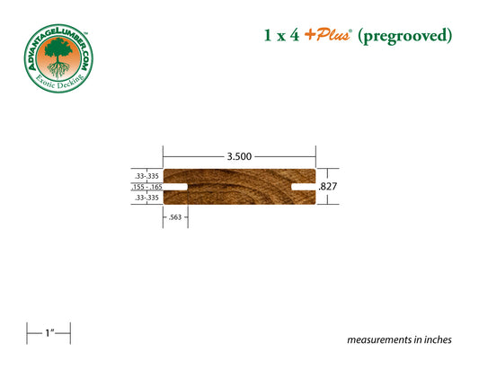 1 x 4 +Plus® Teak Wood Pre-Grooved Decking (21mm x 4)