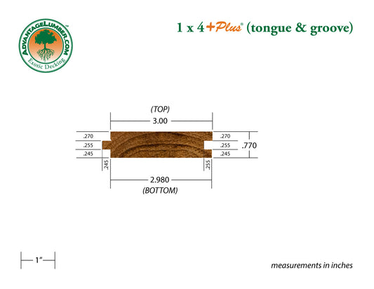 1 x 4 +Plus® Teak Wood T&G Decking
