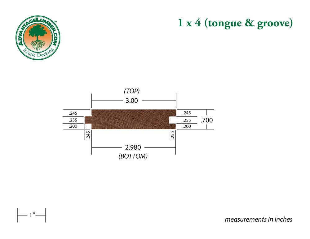 1 x 4 Mahogany (Red Balau) Wood T&G Decking