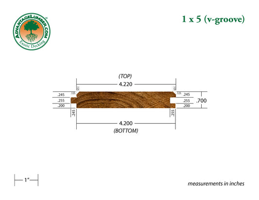 FSC® 1 x 5 Teak - Plantation Wood V-Groove