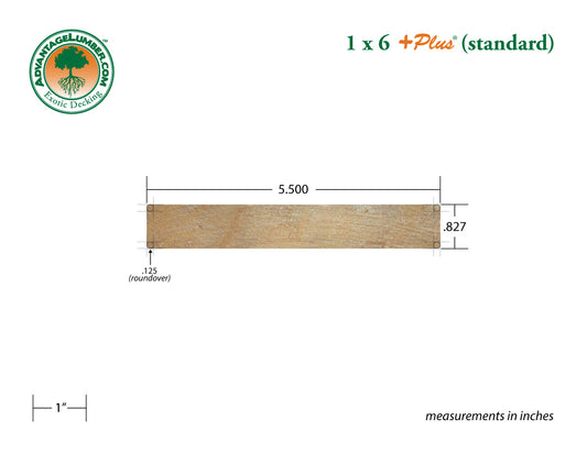 1 x 6 +Plus® Garapa Wood Decking (21mm x 6)