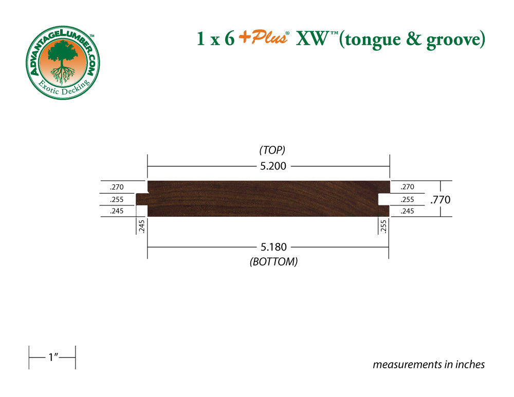 1 x 6 +Plus® XW™ Ipe Wood T&G Decking (21mm x 145mm)