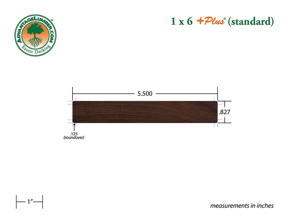 1 x 6 +Plus® Ipe Wood Decking (21mm x 6)