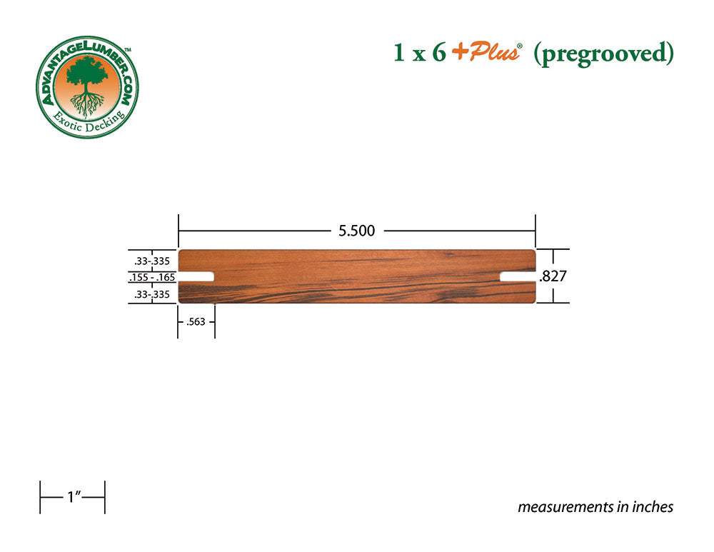 1 x 6 +PLUS® Tigerwood Pregrooved Decking (21mm x 6)