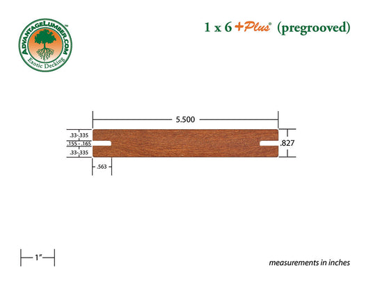 1 x 6 +Plus® Cumaru Wood Pre-Grooved Decking (21mm x 6)