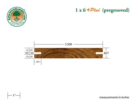 1 x 6 +Plus® Teak Wood Pre-Grooved Decking (21mm x 6)