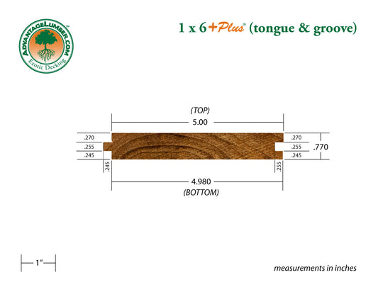 1 x 6 +Plus® Teak Wood T&G Decking