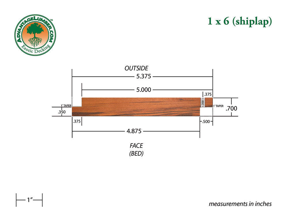 1 x 6 Tigerwood Shiplap Siding