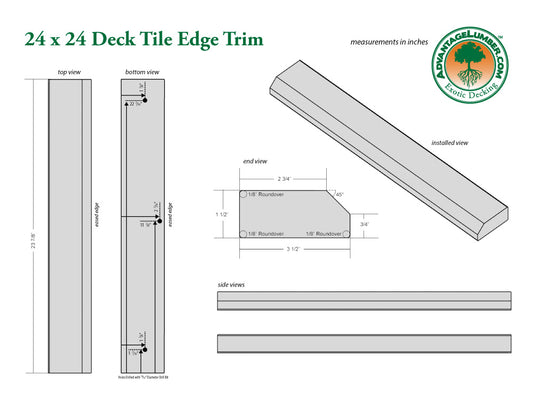24 x 24 Advantage Deck Tile® Edge Trim - Straight