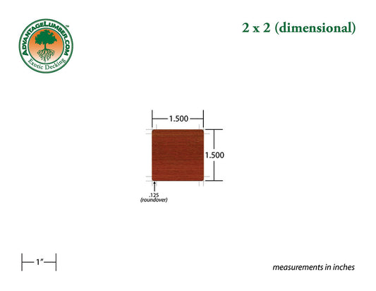 2 x 2 Brazilian Redwood (Massaranduba) Wood