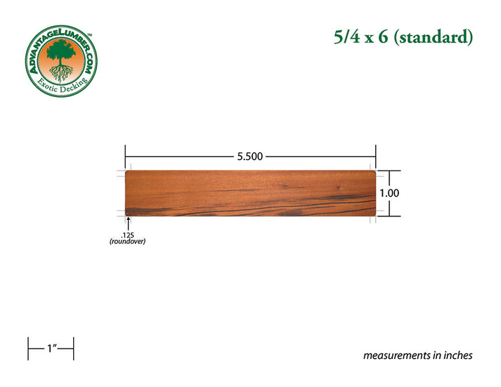 5/4 x 6 Tigerwood Wood Decking Advantage Lumber