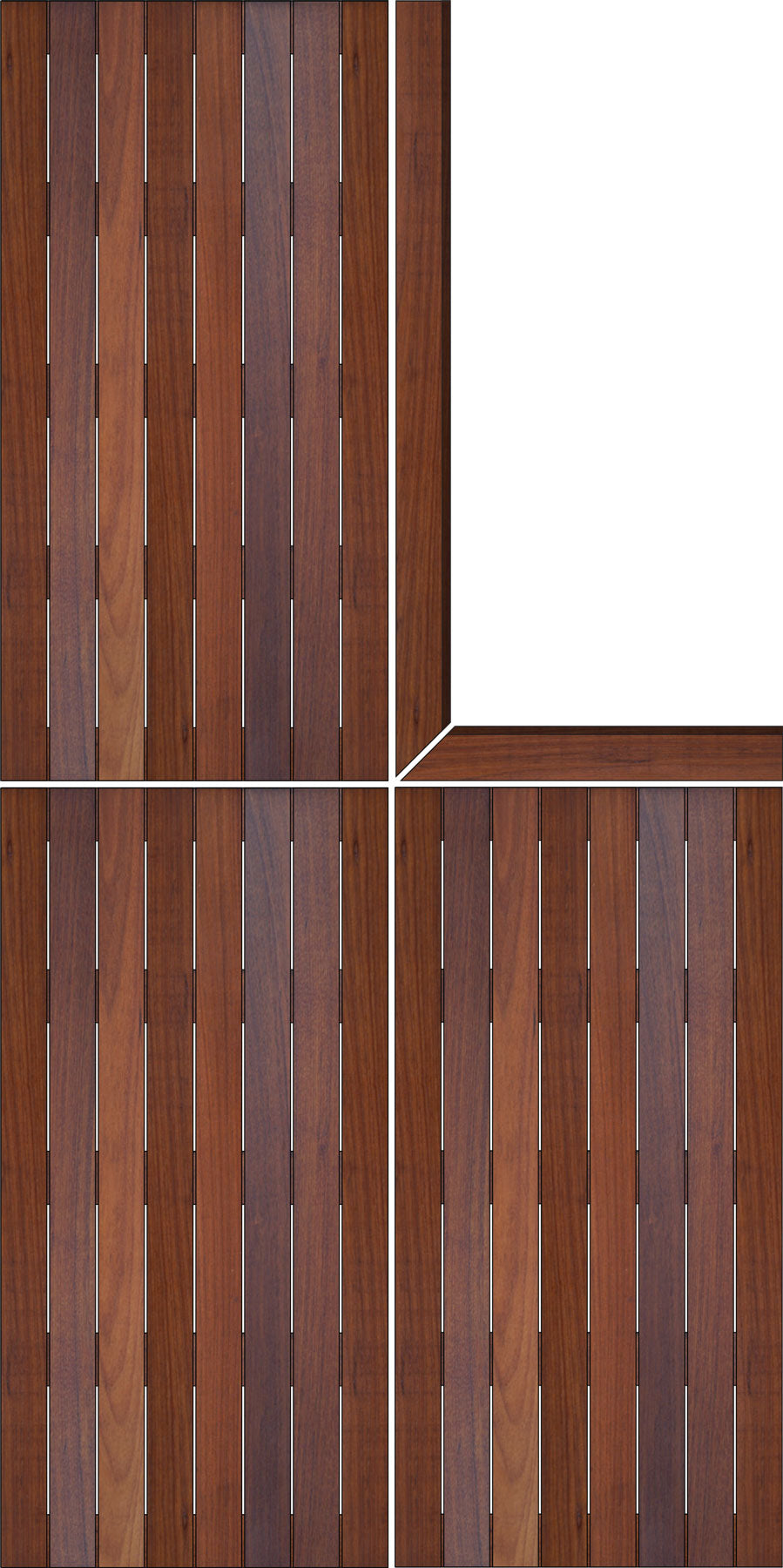 24 x 48 Deck Tile Edge Trim - Inside Corner Left Set